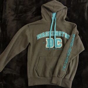 DC brand, grey and blue sweatshirt, women's size M